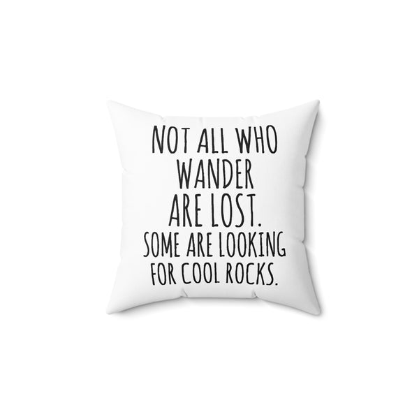 Funny Rock Collector Pillow, Geologist Gift, Geophysics Gift, Not All Who Wander are Lost, Rock Hunter Pillow With Insert, Rock Hound