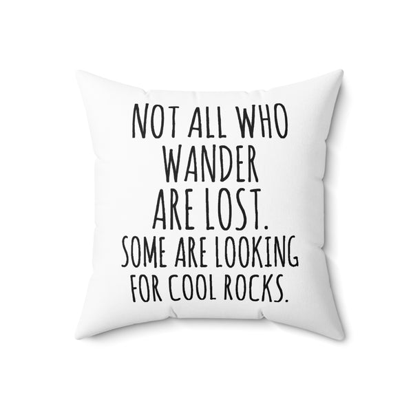 Funny Rock Collector Pillow, Geologist Gift, Geophysics Gift, Not All Who Wander are Lost, Rock Hunter Pillow With Insert, Rock Hound