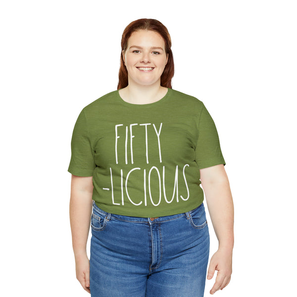 50th Birthday Tee for Women, Fifty-Licious