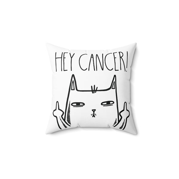 Hey Cancer Fuck You Pillow, Cat Middle Finger, Fuck Cancer Pillow with Insert, Snarky Chemo Care Package, Cancer Patient Gift, Cancer Sucks