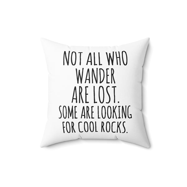 Funny Rock Collector Pillow, Geologist Gift, Geophysics Gift, Not All Who Wander are Lost, Rock Hunter Pillow With Insert, Rock Hound