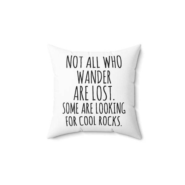 Funny Rock Collector Pillow, Geologist Gift, Geophysics Gift, Not All Who Wander are Lost, Rock Hunter Pillow With Insert, Rock Hound