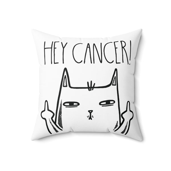 Hey Cancer Fuck You Pillow, Cat Middle Finger, Fuck Cancer Pillow with Insert, Snarky Chemo Care Package, Cancer Patient Gift, Cancer Sucks